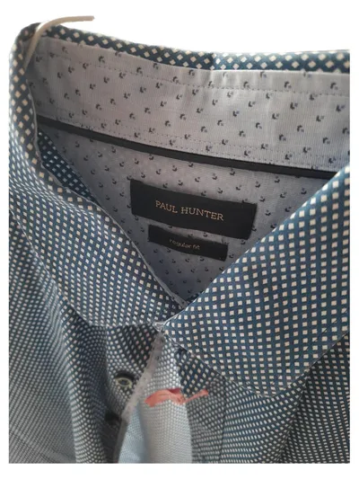 Paul Hunter Herren Business Hemd Regular Fit Gr. M Blau Gepunktet