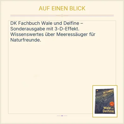 Wale und Delfine DK Sonderausgabe 3D-Effekt Fachbuch Biologie Meerestiere