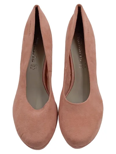 Tamaris Damen Pumps Plateau Rosa Wildleder-Optik Gr. 40 Blockabsatz