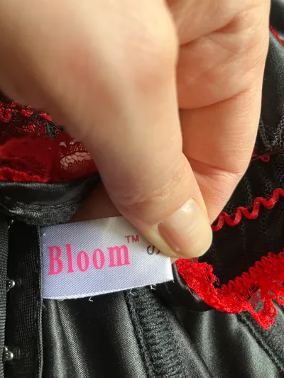 Bloom Korsett Mieder Damen Gr. S Schwarz Rot Spitze Burlesque Corsage
