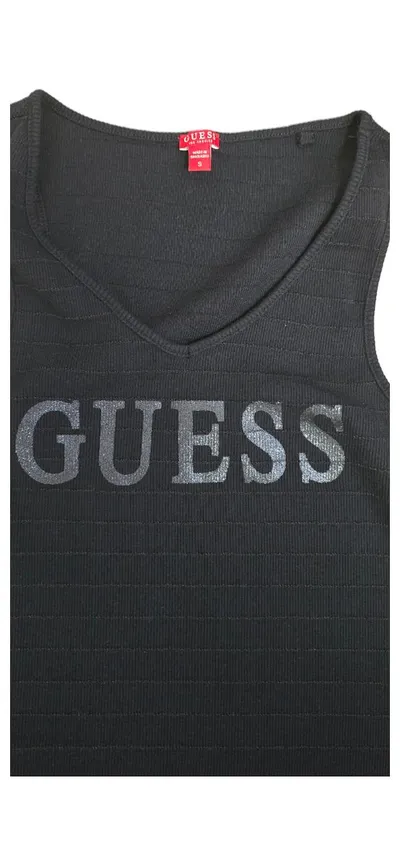 GUESS Damen Strickkleid Trägerkleid Schwarz Gr. 36/S Glitzer Logo