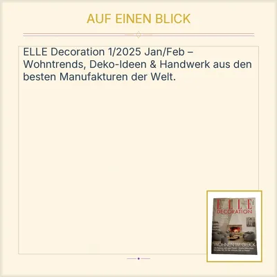 ELLE DECORATION Zeitschrift 1, 2025 Januar, Februar Wohnen im Glück Deko-Ideen
