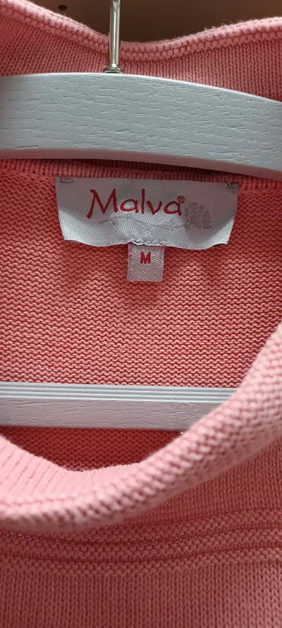 Malva Damen Pullover Rosa Gestreift Rollkragen Gr. 38 M 100% Baumwolle