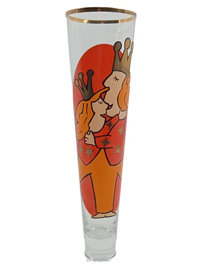 Ritzenhoff Bierglas 300ml König Königin Motiv Goldrand Rot Orange