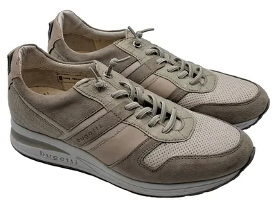 bugatti Damen Sneaker Low Beige Gr. 41 Casual Leder Freizeitschuh