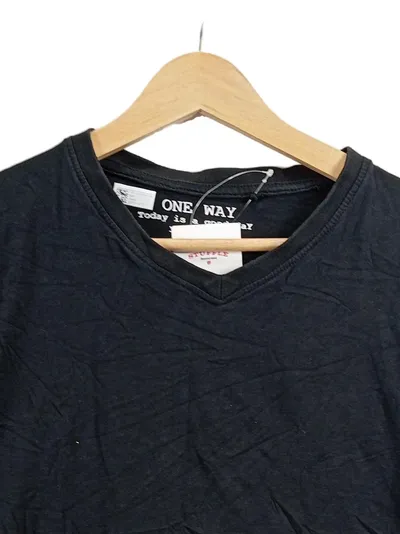 ONE WAY Herren T-Shirt Schwarz Gr. 46 S Basic Kurzarm V-Ausschnitt Baumwolle