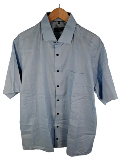 CASAMODA Herren Freizeithemd Kurzarm Blau Kariert Gr. 43 Modern Fit
