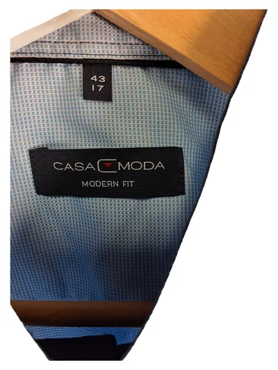 CASAMODA Herren Freizeithemd Kurzarm Blau Kariert Gr. 43 Modern Fit