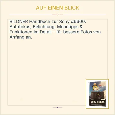 BILDNER Verlag Sony α6600 Digitalkamera Buch Fotografie Ratgeber