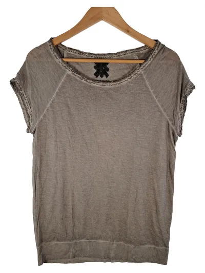 LIEBESKIND BERLIN Damen T-Shirt Gr. 40 L Beige Casual Kurzarm