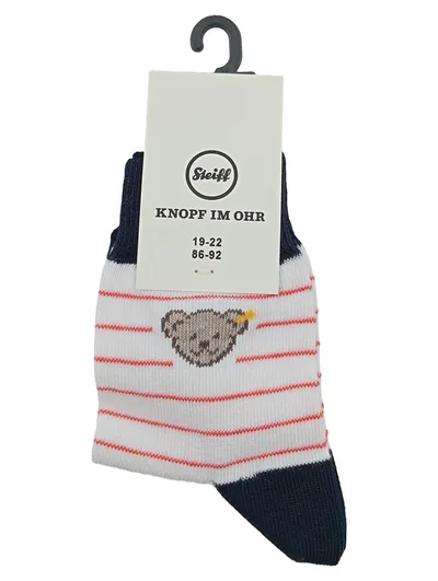 Steiff Socken Strümpfe Kinder Gr. 86-92 Teddybär Motiv Weiß Maritim