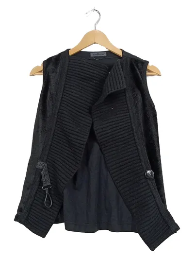 Airfield Damen Fellweste Kunstfell Strick Gr. 38 Schwarz Elegant