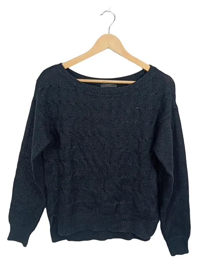 Esprit Collection Damen Pullover Zopfmuster Schwarz Gr. M Strickpullover