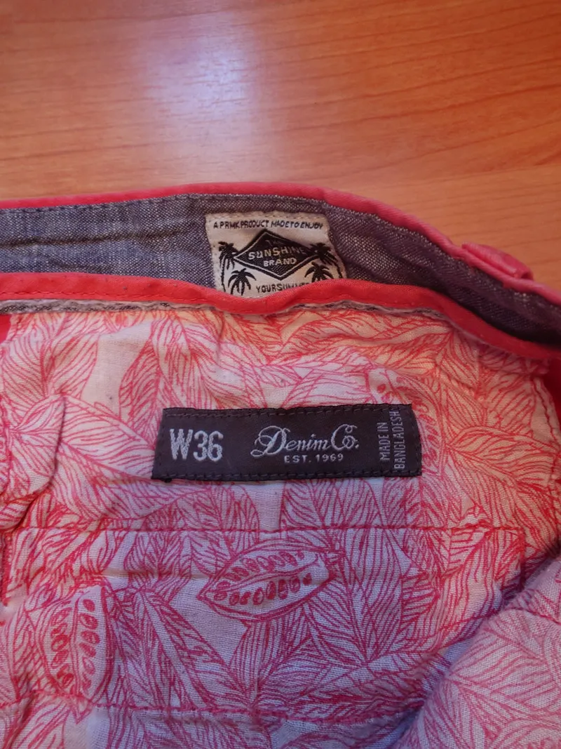 Denim Co. Chino Shorts Herren W36 Rosa Chambray Aufschlag Sommer 3