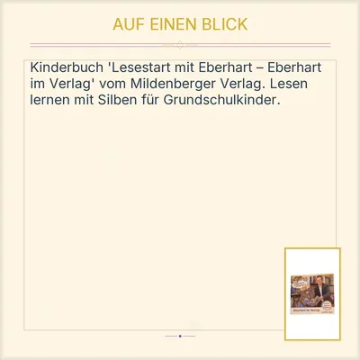Lesestart mit Eberhart - Eberhart im Verlag Mildenberger Lesen lernen Silben