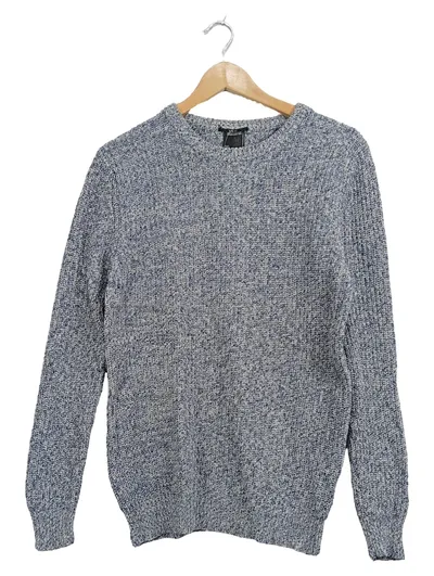 Smog Herren Pullover Slim Fit Gr. S Blau Meliert Strickpullover