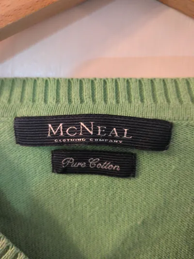 McNeal Herren Pullover Gr. 54 XXL Grün V-Ausschnitt 100% Baumwolle Basic