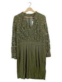 B.C. Best Connections Damen Kleid Spitze Langarm Oliv Gr. 40 Festlich 1
