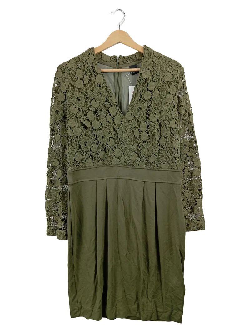 B.C. Best Connections Damen Kleid Spitze Langarm Oliv Gr. 40 Festlich 1