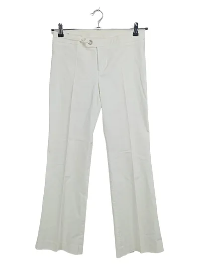 Mexx Damen Stoffhose Leinenoptik Weiß Gr. 38 W29 Weites Bein