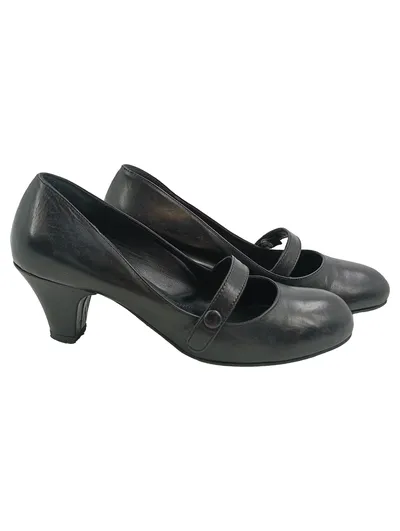 COX Damen Pumps Mary Jane Leder Schwarz Größe 39 Klassisch