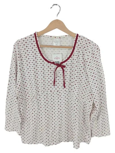 Skin to Skin Damen Pullover Langarm Gr. 44 Weiß Sternenmuster Baumwolle