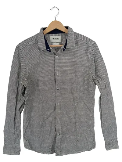 ONLY & SONS Herren Freizeithemd Gr. M gestreift Extra Slim Fit Baumwolle