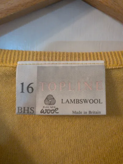 BHS Damen Pullover V-Ausschnitt Wolle Gelb Gr. 38 M