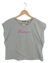 Chiemsee T-Shirt Damen Gr. L Grau Pink Schriftzug Casual Kurzarm 1