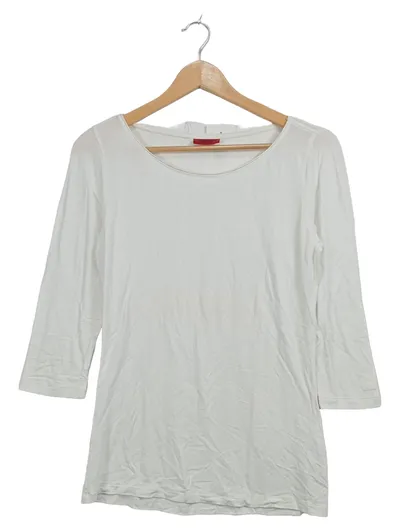 HUGO Damen Langarmshirt 3, 4-Arm Basic Weiß Gr. 40 L Viskose