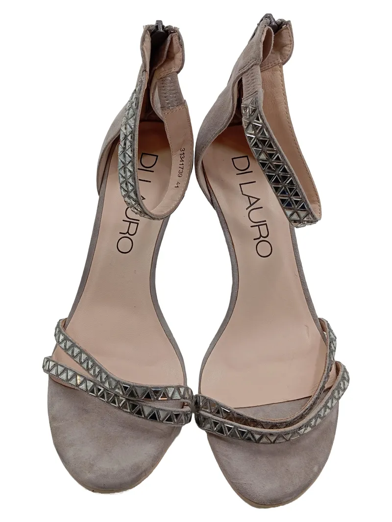 Di Lauro Sandaletten Damen Gr. 41 Grau Elegant Nieten Leder 2