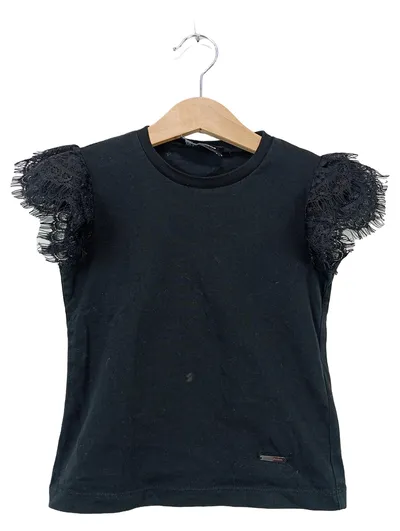 Dsquared2 Mädchen T-Shirt Spitzenärmel Schwarz Gr. 6/116