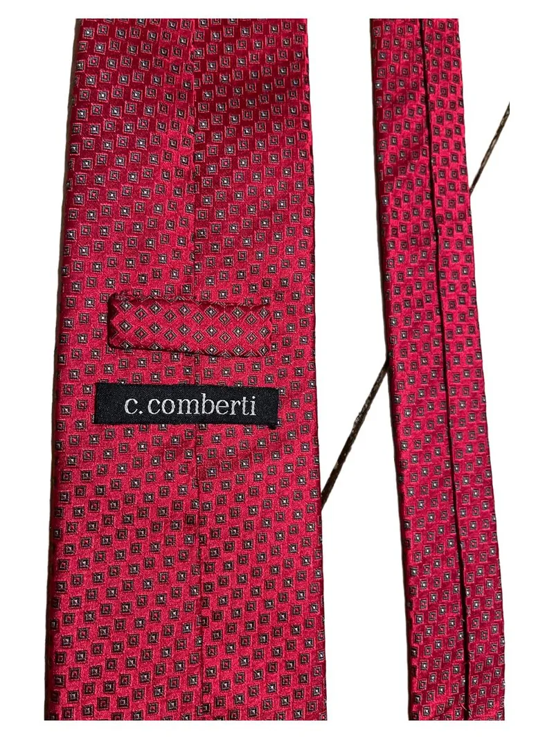 C. Comberti Krawatte Herren Seide Rot Geometrisch Business 150x8 cm 1