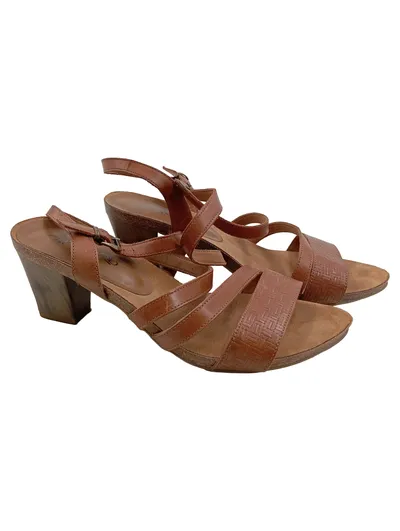 Caprice Sandaletten Damen Leder Braun Größe 40 Blockabsatz Riemchen