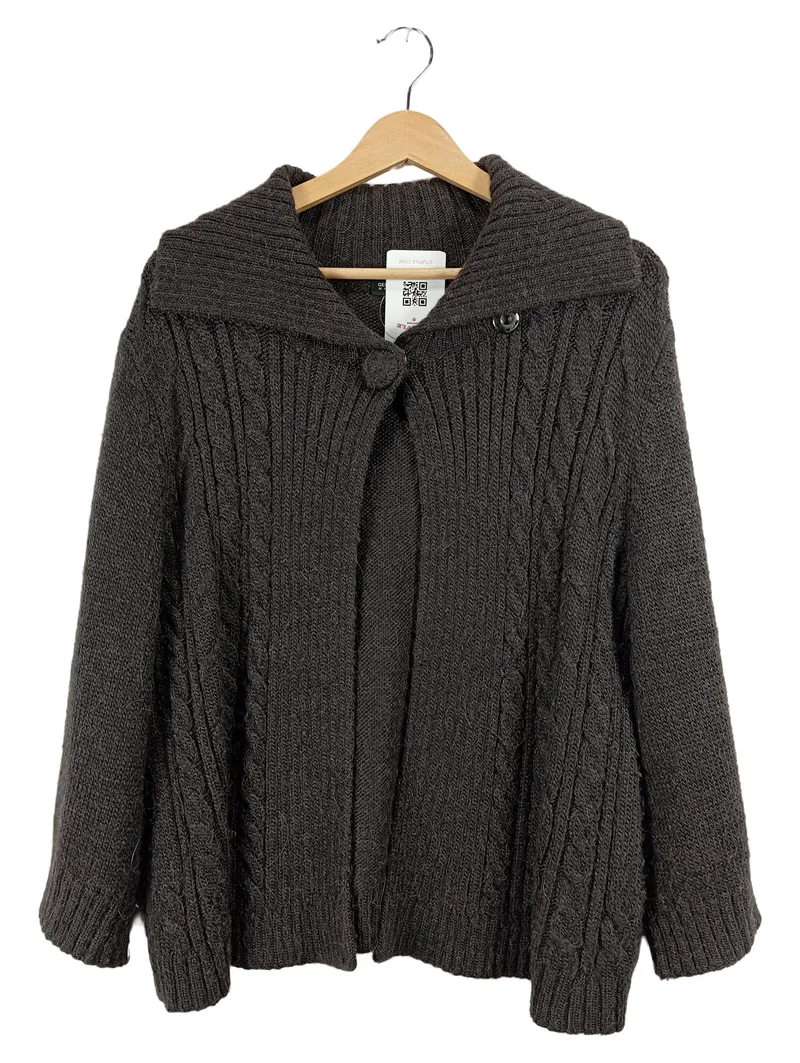 Gerry Weber Edition Strickjacke Damen Gr. 40 Zopfmuster Braun Alpaka 1