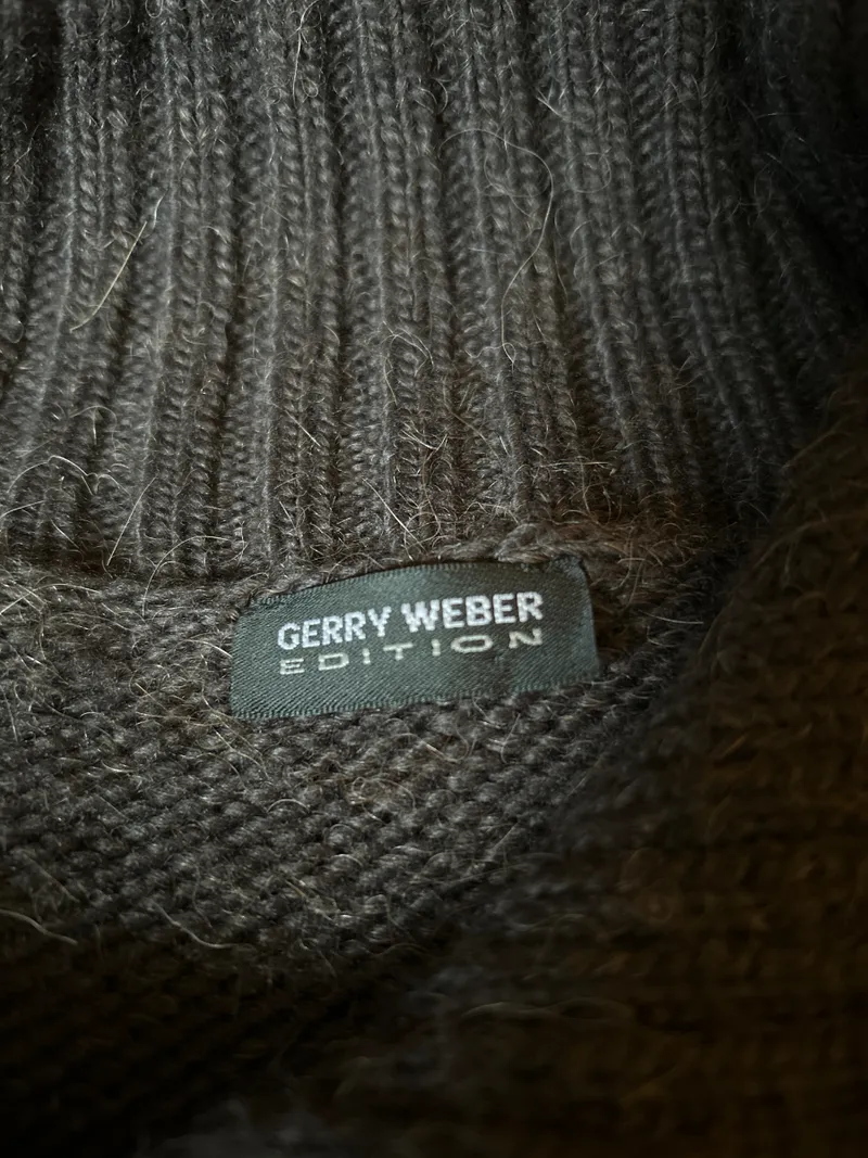 Gerry Weber Edition Strickjacke Damen Gr. 40 Zopfmuster Braun Alpaka 2