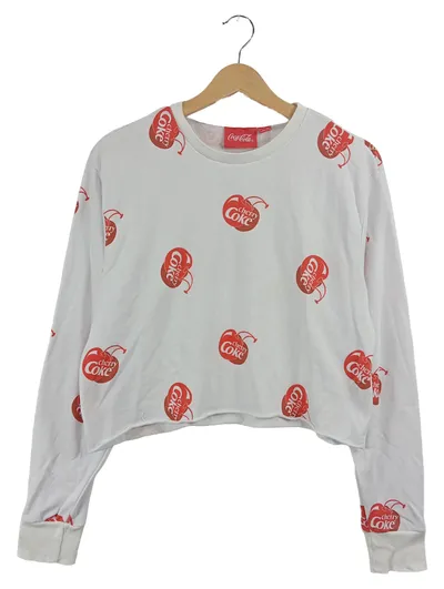 Coca-Cola Cherry Coke Cropped Sweatshirt Damen Gr. XS Weiß Langarm