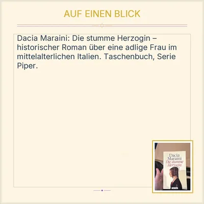 Dacia Maraini Die stumme Herzogin Roman Piper Historischer Roman