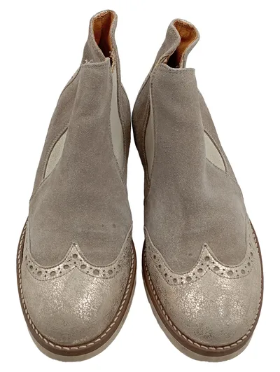 Otto Kern Damen Chelsea Stiefelette Brogue Beige Gr. 38 Wildleder