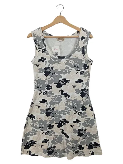 Boysen's Casual Sommerkleid Damen Gr. 40 Blumenmuster Grau Ärmellos