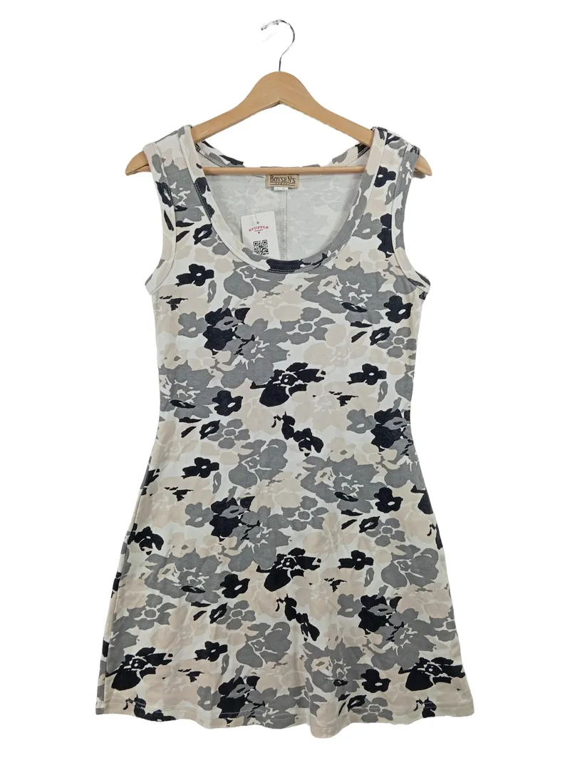 Boysen's Casual Sommerkleid Damen Gr. 40 Blumenmuster Grau Ärmellos 1