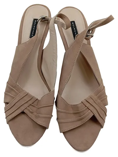 Belmondo Damen Slingback Sandalen Beige Leder Elegant Gr. 40