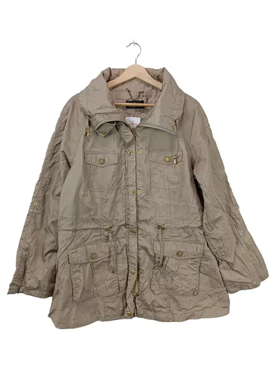 Alfredo Pauly Damen Leichte Jacke Parka Gr. 44 Beige Gold-Details