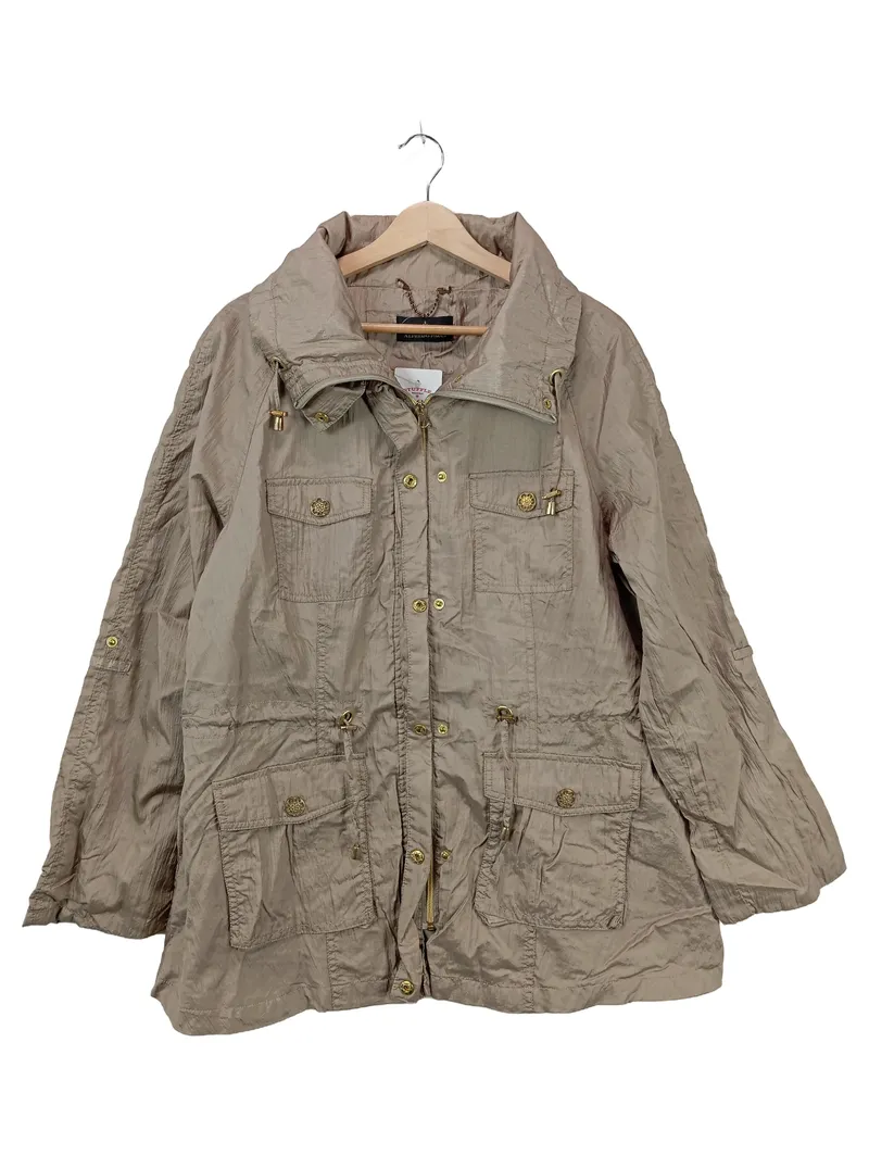 Alfredo Pauly Damen Leichte Jacke Parka Gr. 44 Beige Gold-Details 1