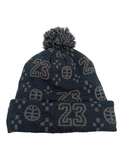 Jordan Mütze Bommelmütze Schwarz 23 Muster Logo Herren Sportlich