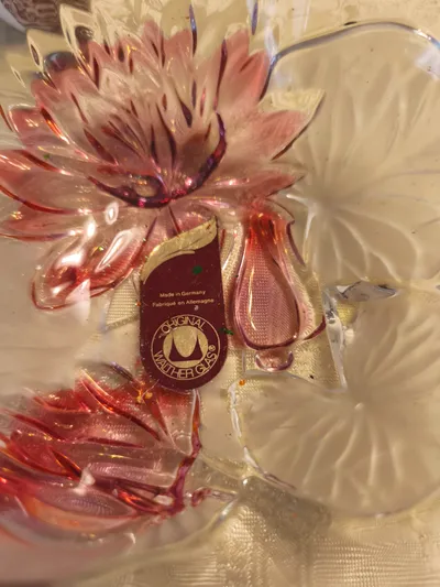 Walther Glas Dekoschale Seerose Rosa Kristall Made in Germany 13 cm