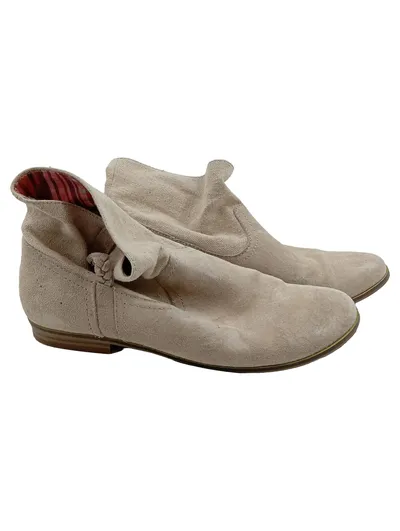 BLUE COX Damen Stiefelette Wildleder Beige Gr. 39 Bohemian Slip-On
