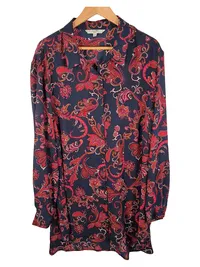 Cellbes Damen Bluse Blau Paisley-Muster Langarm Knopfleiste Gr. 50, 52 1