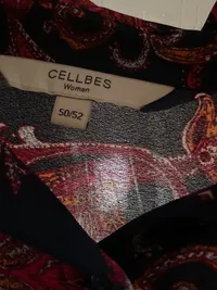 Cellbes Damen Bluse Blau Paisley-Muster Langarm Knopfleiste Gr. 50, 52 2