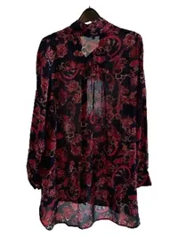 Cellbes Damen Bluse Blau Paisley-Muster Langarm Knopfleiste Gr. 50, 52 5
